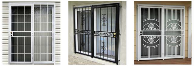 metal security gate for sliding or swing patio door.